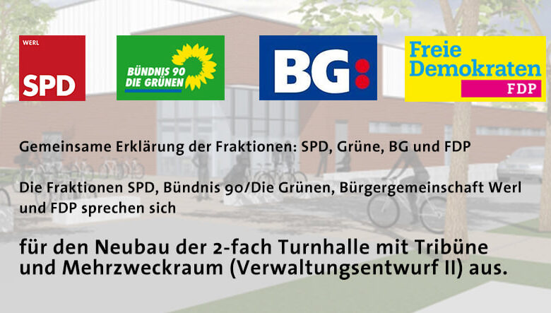 Gemeinsame Presseerklärung der Fraktionen: SPD, Grüne, BG und FDP zum Hallenneubau im Sportpark